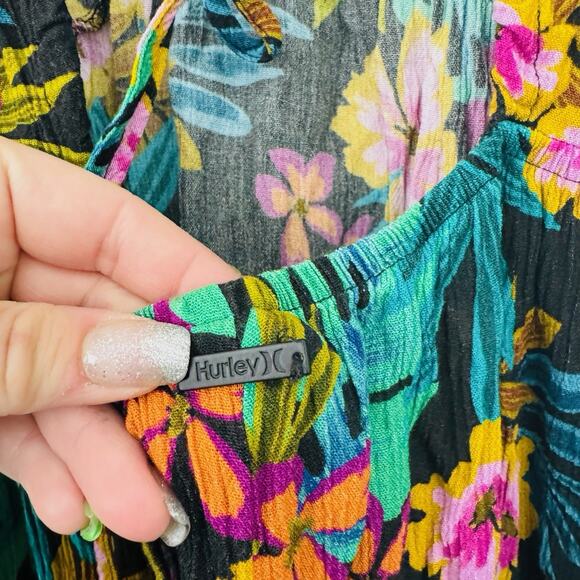 Hurley Short Sleeve V Neck Tropical Dress Women’s Size M - Picture 8 of 11